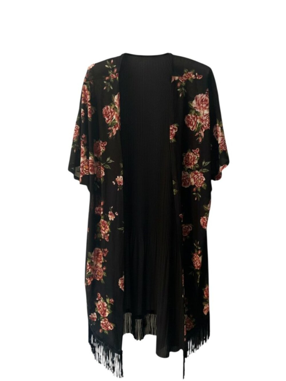 Forever 21 Black Sleeveless Dress Size 18 and Siren Lily Floral Shawl 3XL